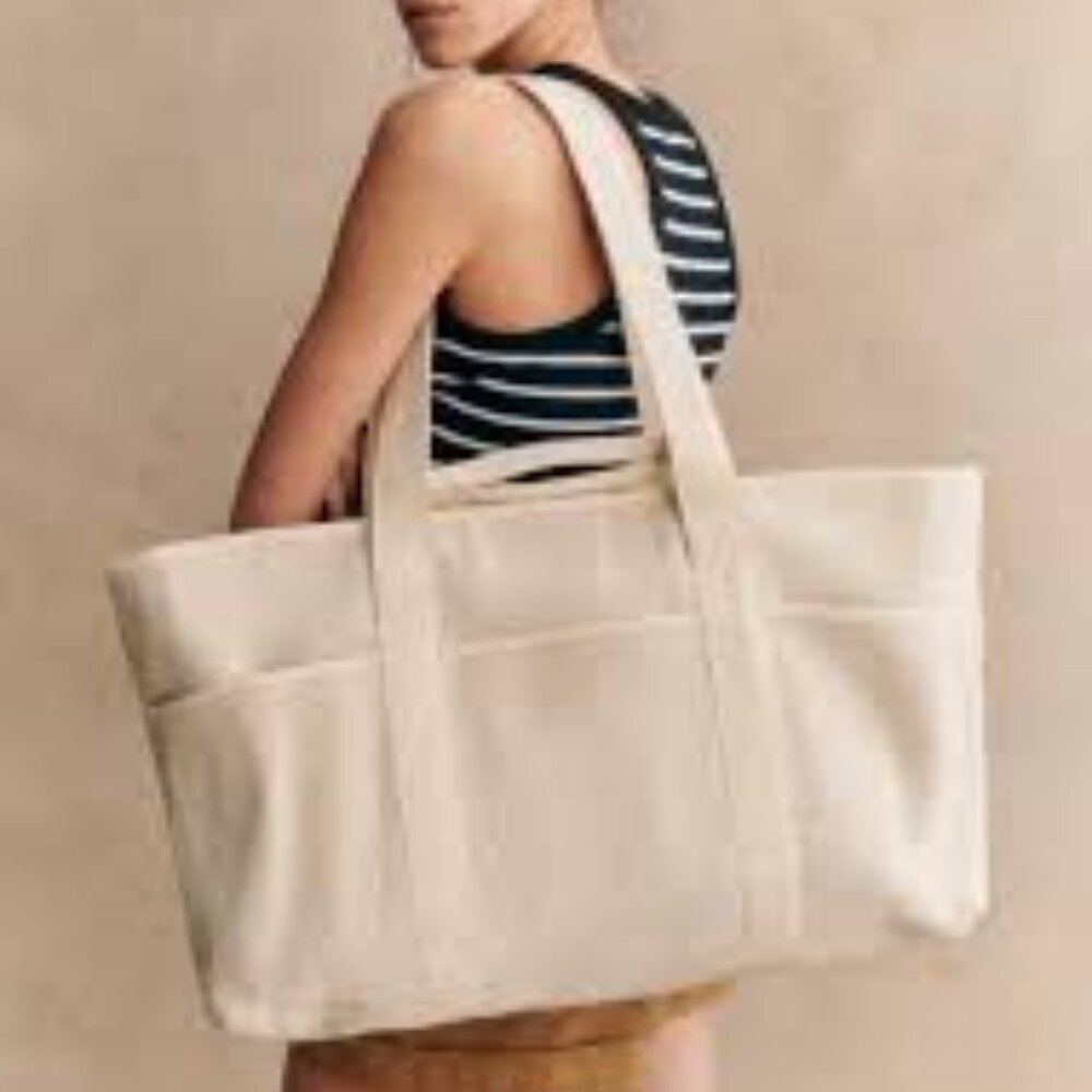 Sezane Tote Bag - Ecru Multicolor, Brand New, Never Used